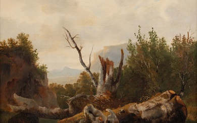 ÉCOLE DU XIXE SIÈCLE PAYSAGES BOISÉS Paire de toiles Restaurations 19th century school, Forest landscapes,...