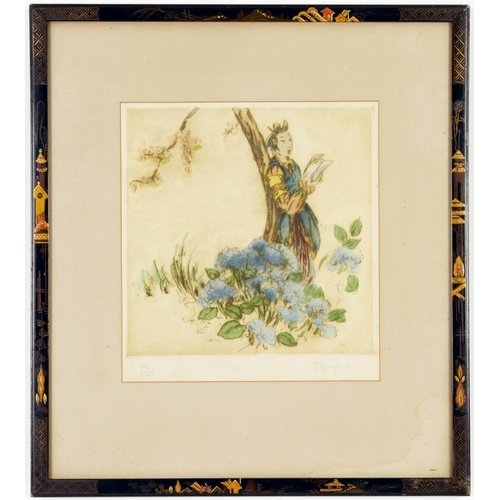 ELYSE LORD, handsigned, The Blue Hydrangea, original etching...