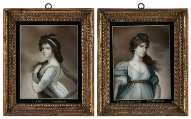 ENGLISH SCHOOL (19th Century,), Pair of portraits: “Lady Charlotte Campbele” and “