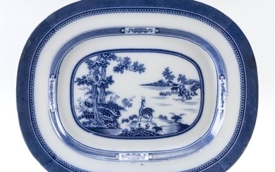 ENGLISH TRANSFERWARE PLATTER Indian pattern with deer and foliate design. Length 17".