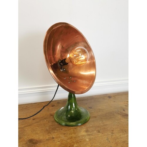 Early 20th C. enamel and copper table lamp {50 cm H x 35 cm ...