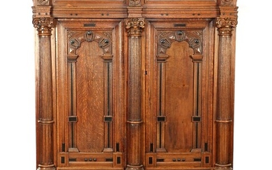 (-), Oak with rosewood-decorated gate cabinet with half-filled...