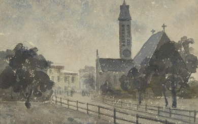 Elwin Hawthorne, British 1905¬®1954 - St Mark's Church, Victoria Park, 1929; watercolour and pencil on paper, signed and dated lower right 'E Hawthorne 1929' and titled lower left 'St Marks Church Victoria Park', 16.8 x 22.3 cm (ARR) Provenance:...
