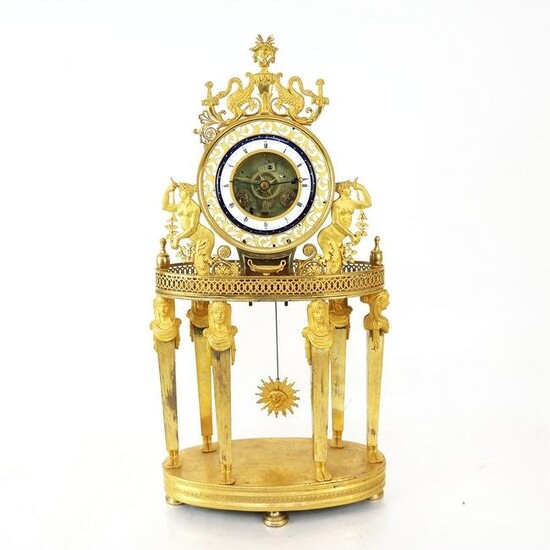 Empire Style Gilt Bronze Mantel Clock