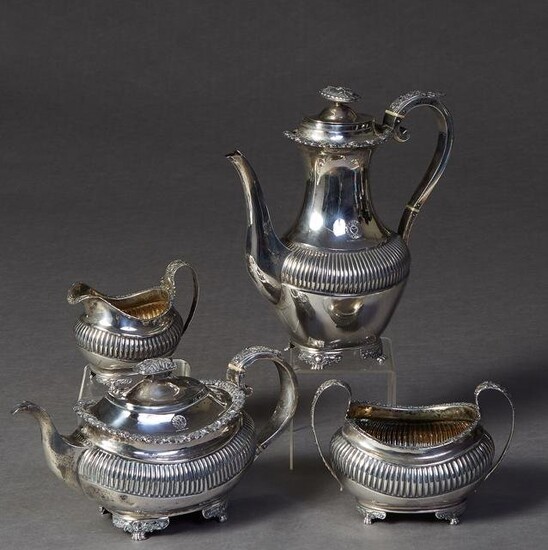 English Four Piece Sterling Tea Service, 1820, London