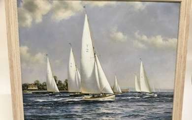 English School, 20th century, oil on canvas - Yacht race, together with another