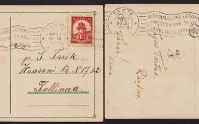 Estonia Group of postcards 1933 - Tartu - 10 Üldlaulupeo loterii lõpploosimine jaanipäeval 1933a. laulupeol (2)