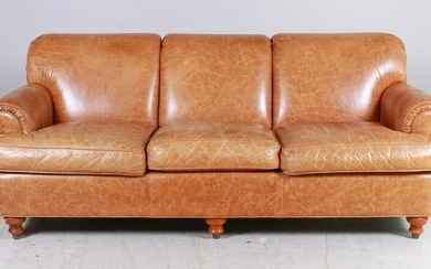 Ethan Allen brown leather sofa