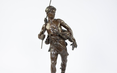 Eugène MARIOTON (1854-1933), patinated bronze sculpture La Chasse, signed and stamped Paris