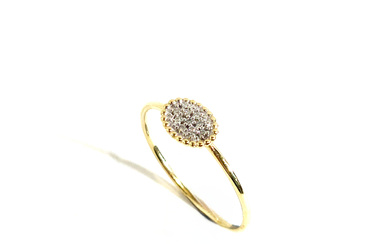 FINE DIAMOND PAVÉ RING WITH WHITE GOLD VIEWS AND 18K YELLOW GOLD FRAME. BRAND NEW. NO. 14.