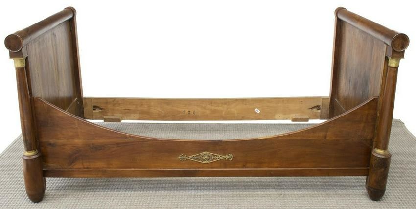FRENCH EMPIRE STYLE WALNUT ALCOVE BED, MID 19TH C.