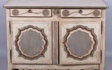FRENCH PROVINCIAL WHITE AND GREY PAINTED BUFFET