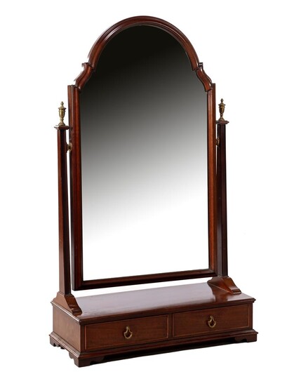 (-), Faceted dressing mirror in walnut cabinet with...