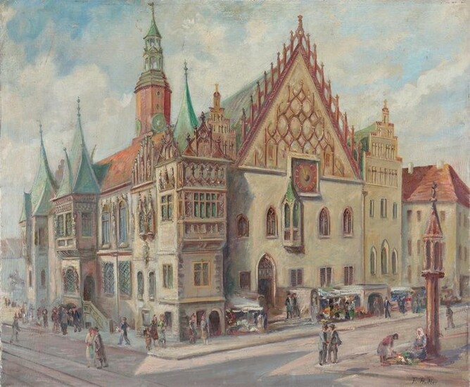 Ferdinand HODLER (1853-1918) oil on canvas The town hall of Wroclaw