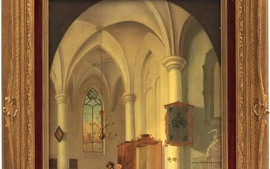 Figures in church interior
