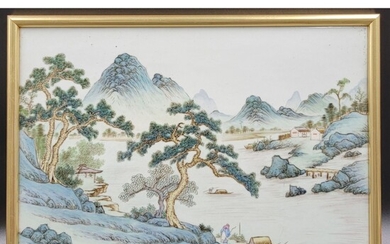 Fine Chinese Famille Rose Porcelain Landscape Painting