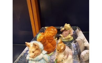 Five Royal Albert Beatrix Potter figures Squirrel Nutkin, Hu...