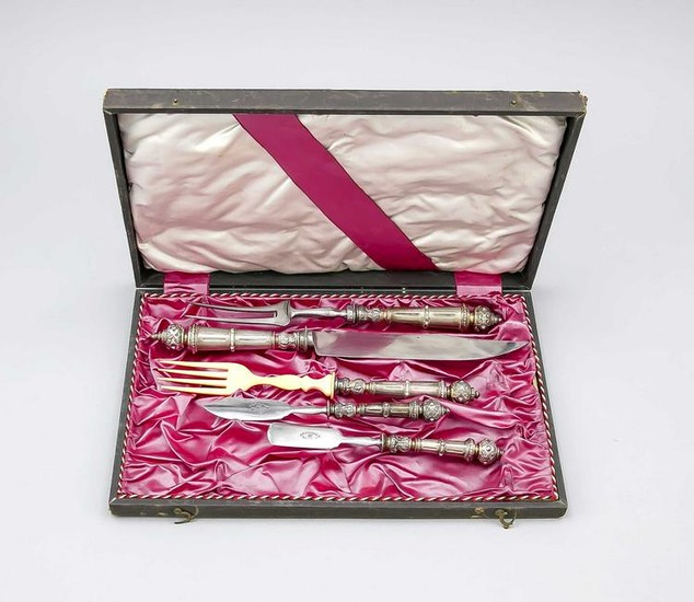 Five pieces serving cutlery, late 19th century, silver...