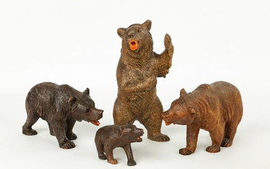 Four Carved Black Forest Bears