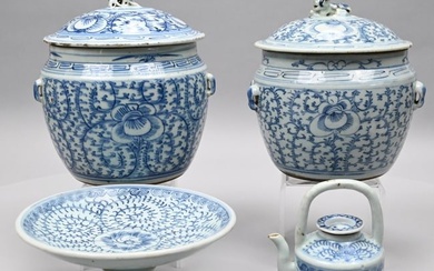 Four Chinese Blue & White Porcelain Table Articles