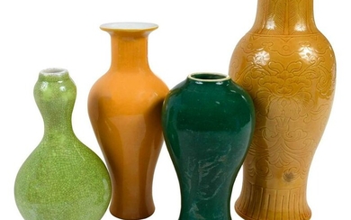Four Chinese Monochrome Glazed Porcelain Vases