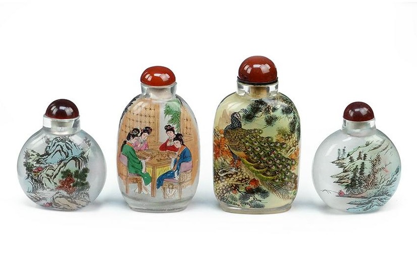 Four Chinese Reverse Painted Snuff Bottles.