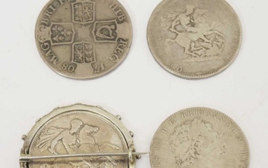 Four silver crowns, Queen Anne, George III, and George IV