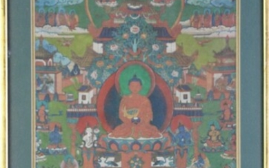 Framed Tibetan Thangka (frame size 57cm x 38cm)