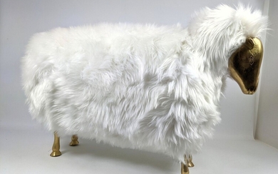 Francois-Xavier Lalanne Style Sheep Sculpture. Fur wit