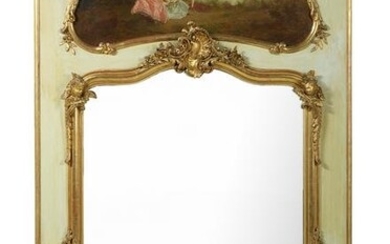 French Belle Epoque Parcel-Gilt Trumeau Mirror