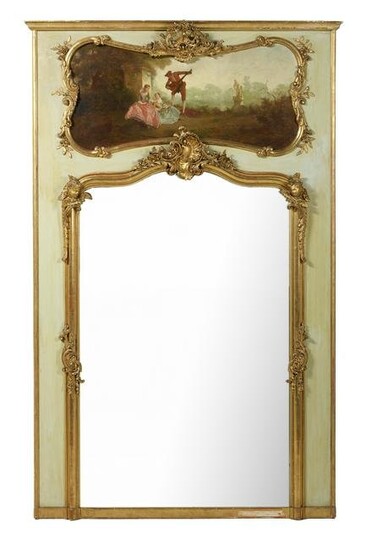 French Belle Epoque Parcel-Gilt Trumeau Mirror