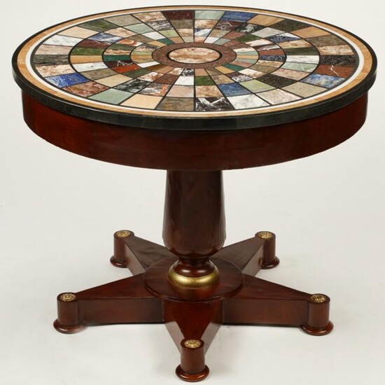 French Empire Style Table with Specimen Marble Top.