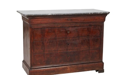 French Louis Philippe Marble Top Mahogany Commode, mid 19th c., H.- 37 1/2 in., W.- 51 in., D.- 23