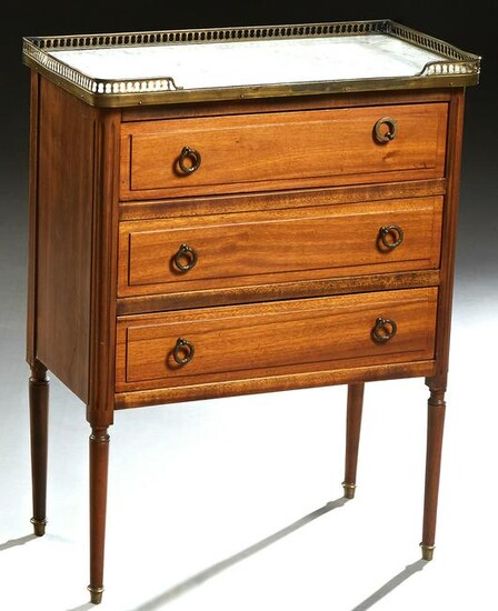 French Louis XVI Style Carved Mahogany Marble Top