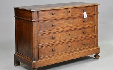 French Oak 5 Drawer Chest / Commode