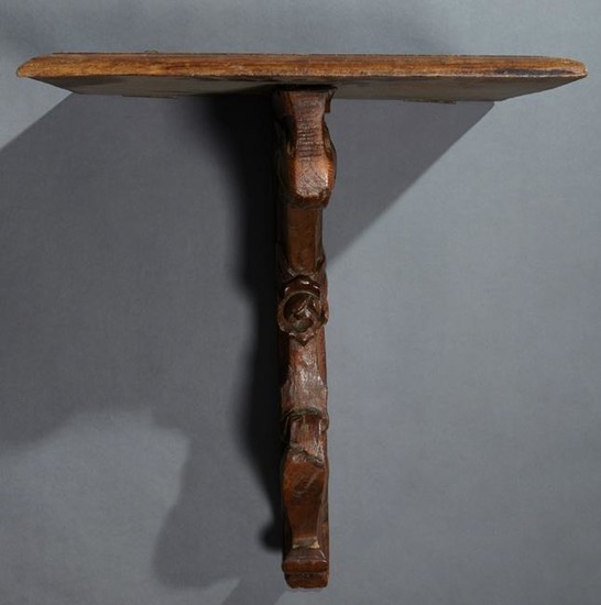 French Provincial Carved Walnut Wall Bracket, late 19th