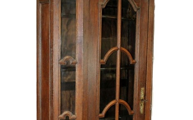 French Provincial bookcase in oak with arched top an paned...