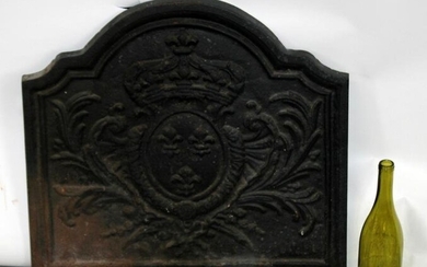 French cast iron fire back panel with crown