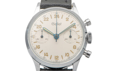 GALLET, 24-HOUR CHRONOGRAPH, CHROME AND STEEL