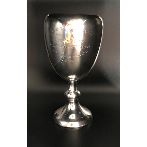 GEORGE VI SILVER PRESENTATION CUP of goblet form raised on k...