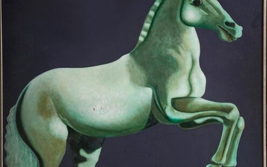 GERALDO VASCONCELLOS DE SOUZA (Rio de Janeiro, Brazil 1944) "The strength of the horse" Acrylic on canvas Signed also on the back and titled Measurements: 180 x 190 cm. Exit: 400uros. (66.554 Ptas.)
