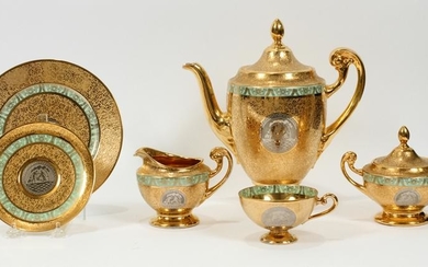 GOLD AND PLATINUM DECORATED CZECHOSLOVAKIA TEA SET