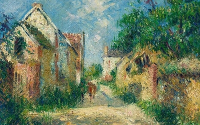 GUSTAVE LOISEAU(1865 Paris 1935)Rue à Incarville. Vers 1930.Huile sur toile.Signé en bas à gauche :...