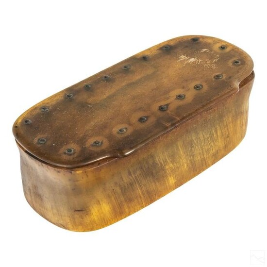 German 18th C. Antique Goat Horn Tobacco Snuff Box