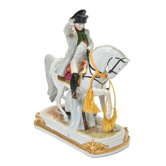 German Porcelain Equestrian Napoleon Figure After