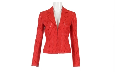 Gianni Versace Red Broderie Anglaise Jacket - size 38