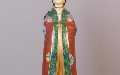 Gilded Cloisonne Geisha with Carved Head