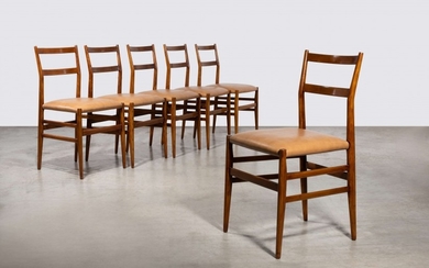 Gio PONTI 1891-1979 Suite de six chaises mod. 646 dites "Leggera" - Création 1942