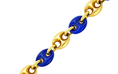 Gold and Lapis Nautical Link Bracelet