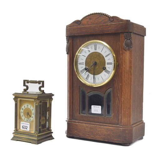 Good French repeating carriage clock, the back plate stamped...